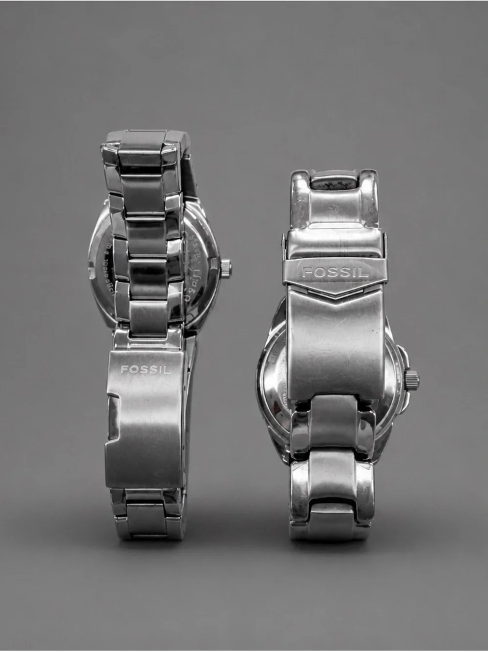 Fossil Women's Silver Bracelet Watches with White and Purple Dials